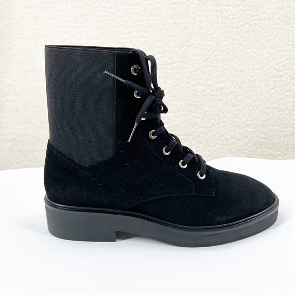 Stuart weitzman black Henley Suede Combat Boot Size 8 New - Picture 3 of 9
